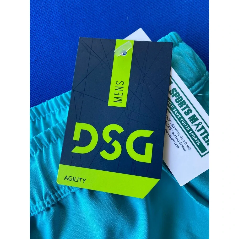 DSG Mens Agility Woven Athletic Shorts Blue Spray 8 Inch Inseam Size Small NWT
